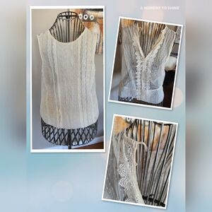 Elegant Lace Sleeveless Top - Cream